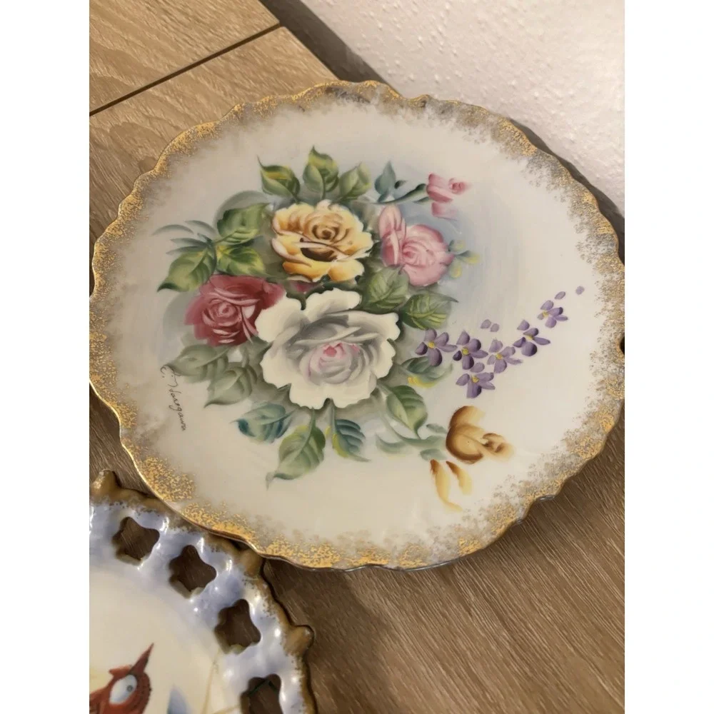 Vintage Mid-Century Japanese Reticulated Decorative Wall 3Plates Norleans Ucagco